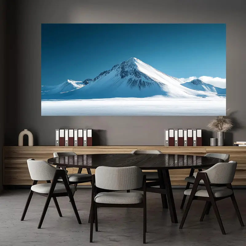 Snow-Capped Mountain and River Landscape Wall Art wall canvas office home room framed 120x60cm