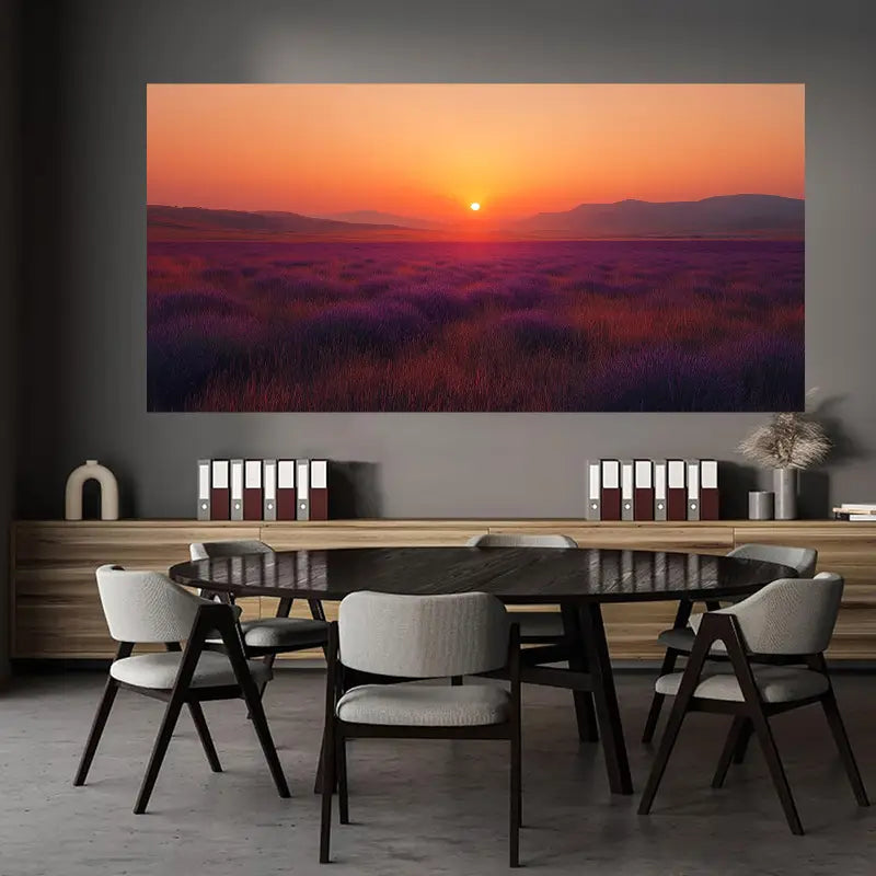 Sunset, lavender flower sea Wall Art wall canvas office home room framed 120x60cm