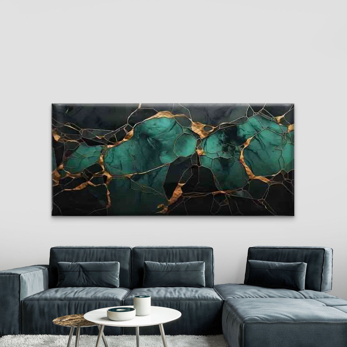 Golden Marble-like Abstract Wall Art Canvas Office Home Room Framed 80x45cm