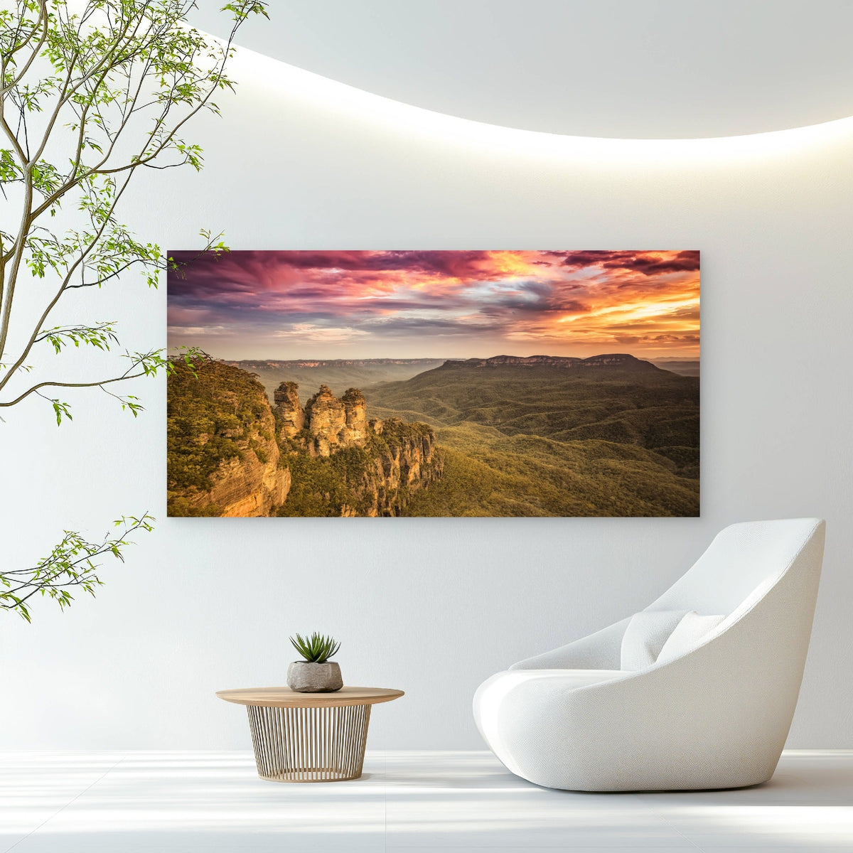 Three Sisters Sunset View Wall Art Canvas Office Home Room Framed 80x45cm