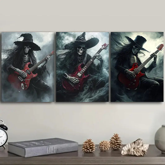 3pcs Death plays Guitar Metal Print Ready to Hang Art
