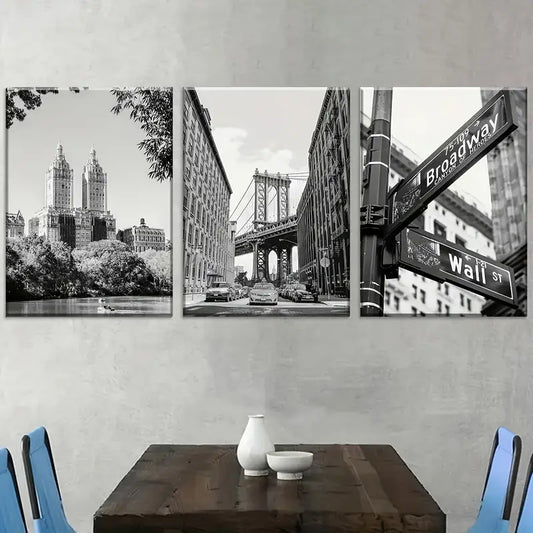 3pcs Black And White Artistic Style Modern Architectural Landscape Art Wall Art Set Canvas Framed 40x60cm - High Quality Print 100% Australian Made Wall Canvas Ready to Hang