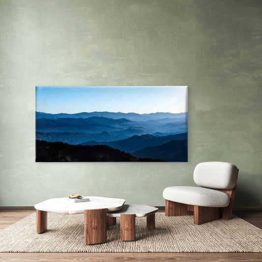 Blue Mountain Landscape Scenery Wall Art Canvas Office Home Room Framed 80x45cm