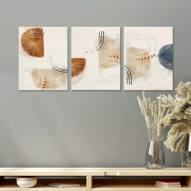 3pcs Abstract Shapes Watercolor Squares Metal Print Ready to Hang Art