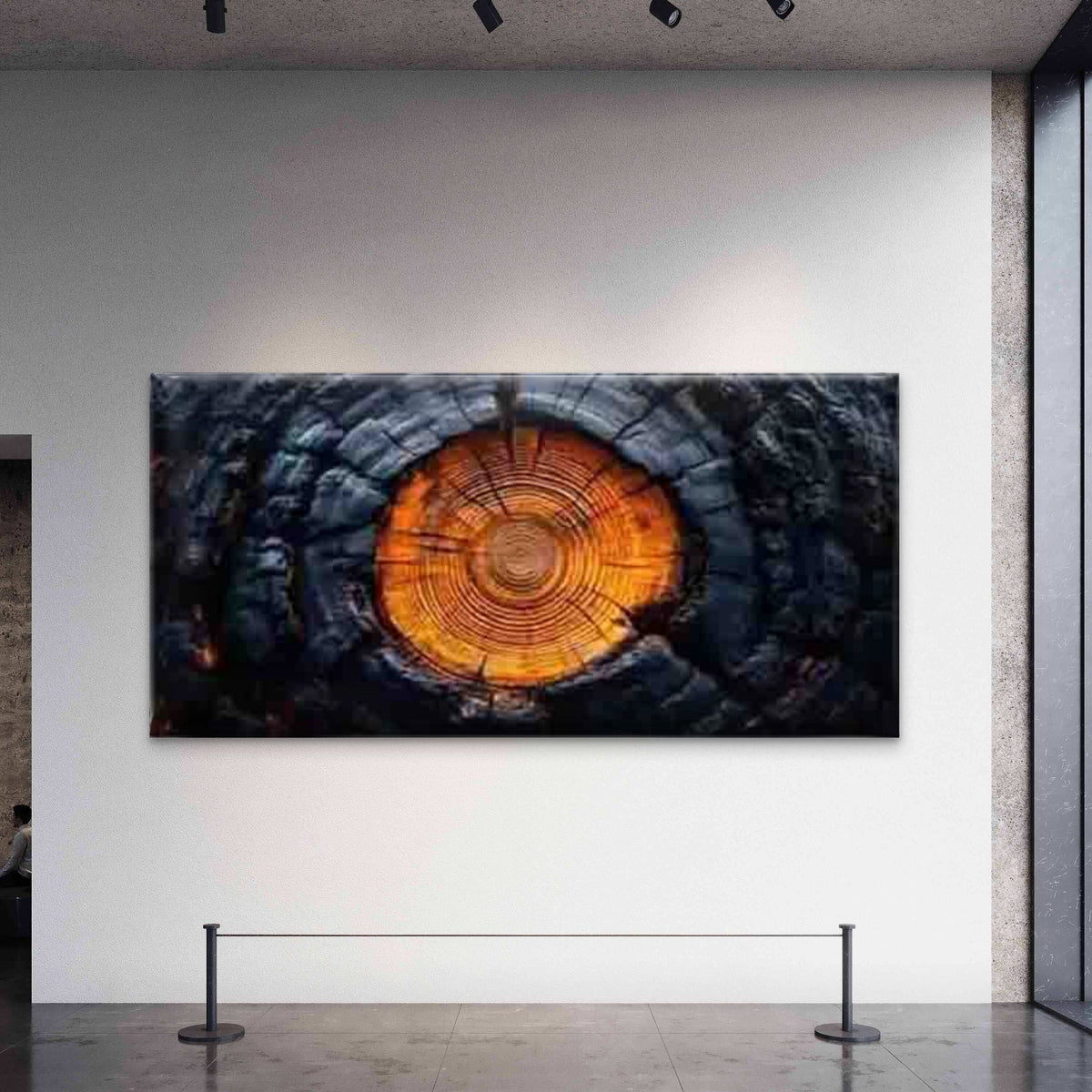 Featuring a Burnt Tree Ring Wall Art Canvas Office Home Room Framed 80x45cm