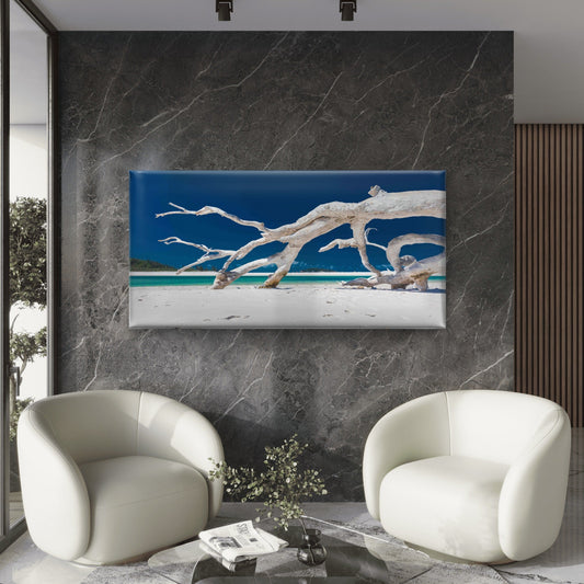 Whitehaven Beach With White San Wall Art Canvas Office Home Room Framed 80x45cm
