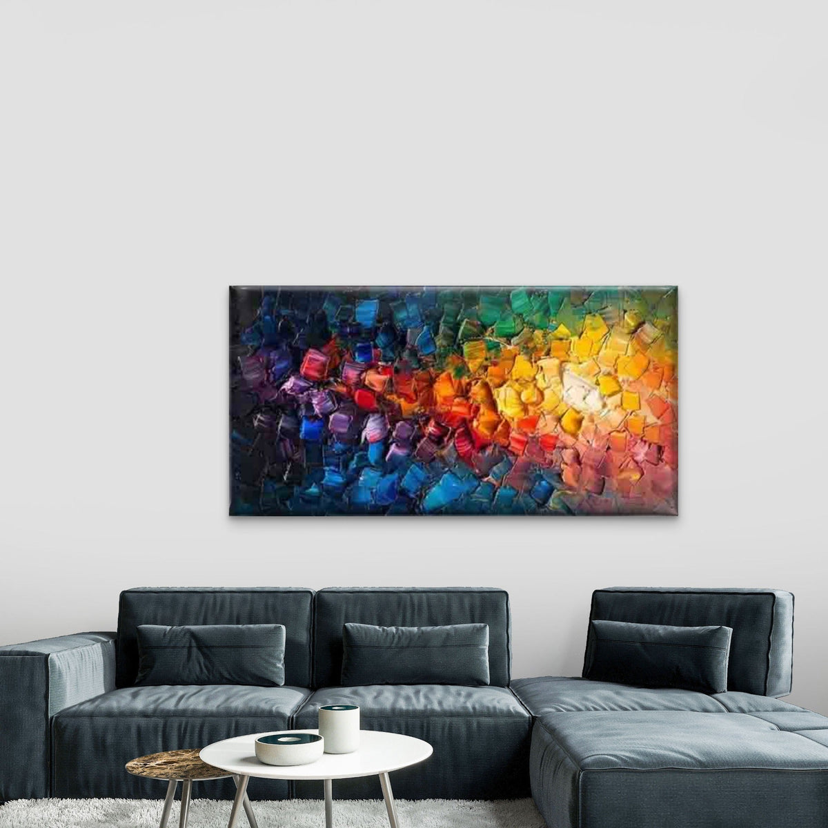 Abstract A Rainbow of Colors Wall Art Canvas Office Home Room Framed 120x60cm