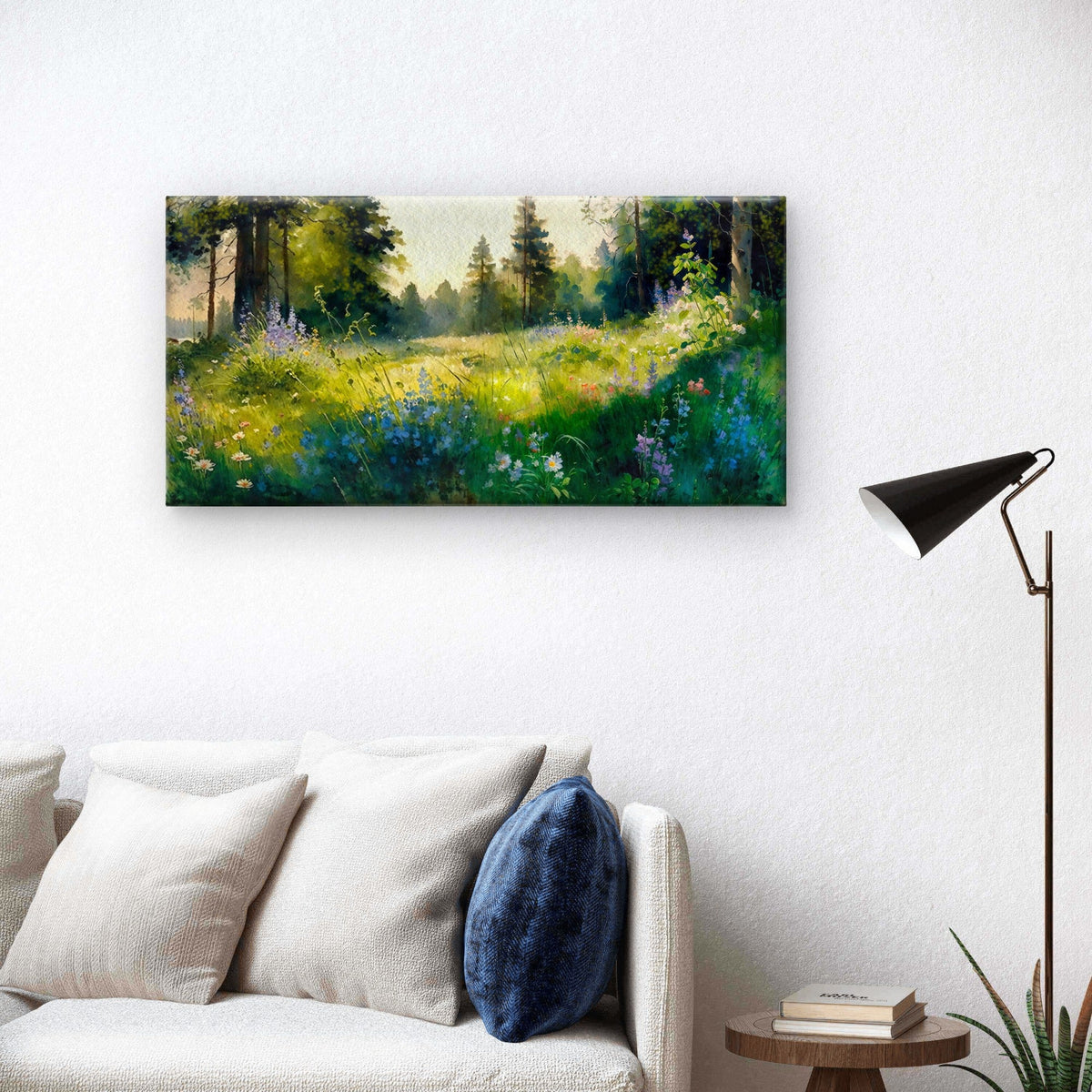Forest flower Meadow Sunlight Wall Art Canvas Office Home Room Framed 120x60cm