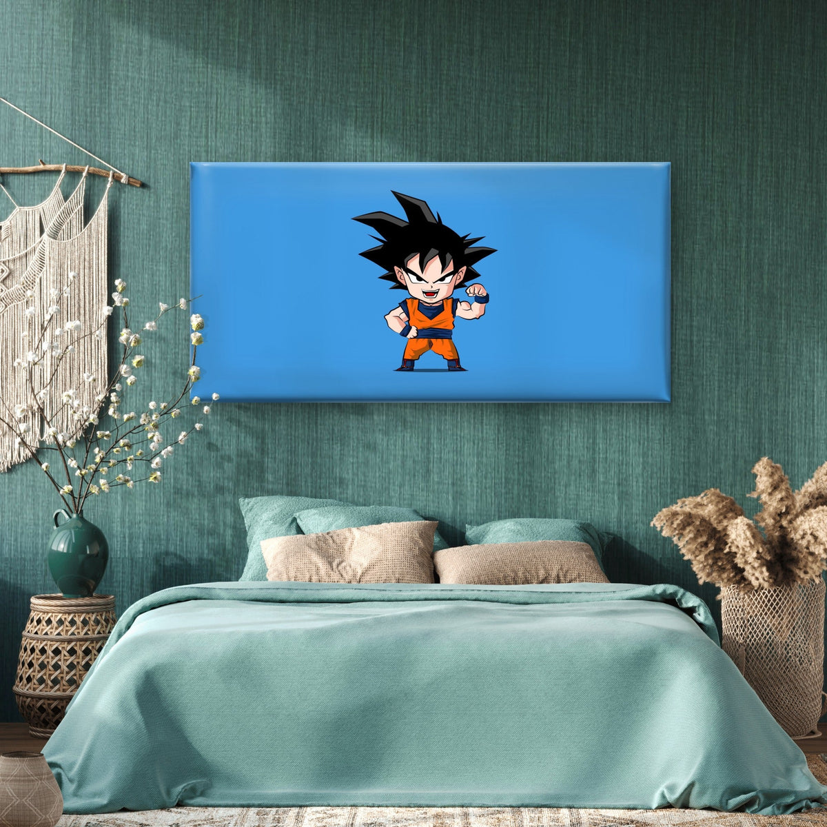 Chibi Anime Warrior Wall Art Canvas Office Home Room Framed 80x45cm