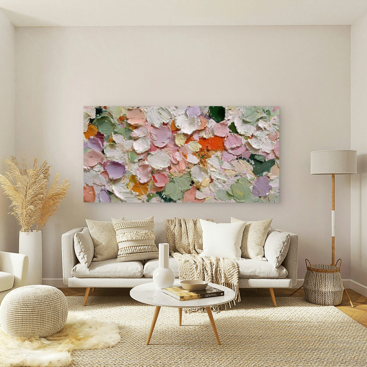 Abstract Impasto Painting Wall Art Canvas Office Home Room Framed 80x45cm