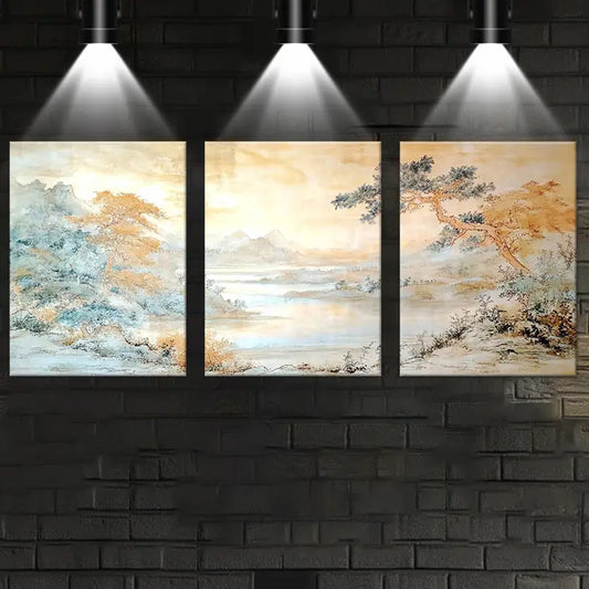 3pcs Neutral Color River Classic Design Metal Print Ready to Hang Art
