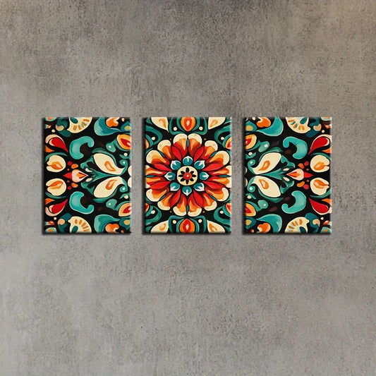 3pcs Charming Mandala Flower Classic Design Metal Print Ready to Hang Art