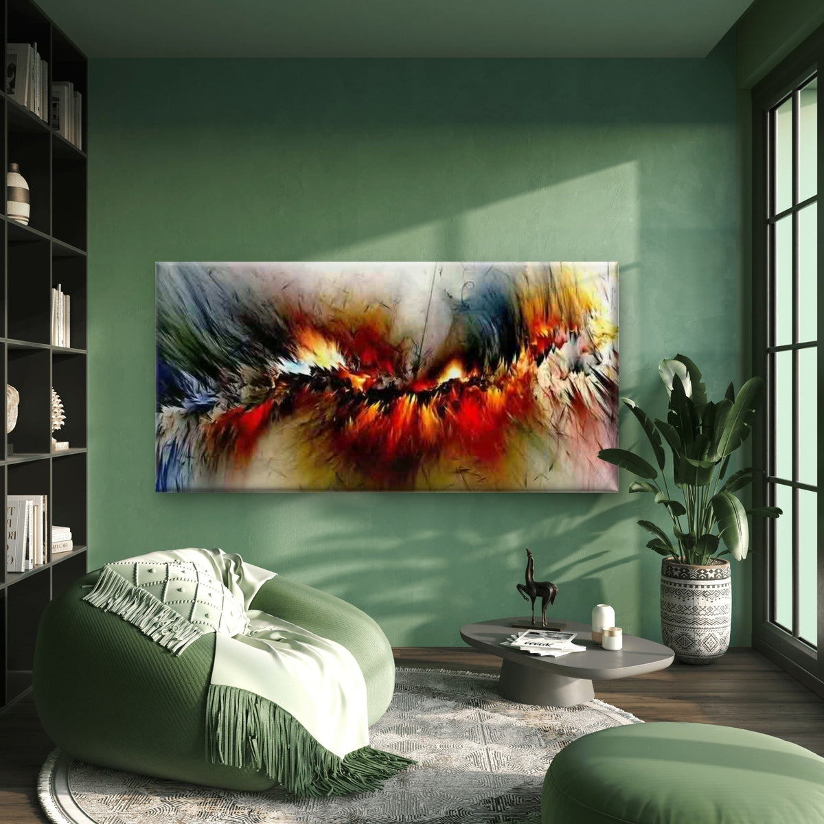 Modern Abstract Flame Wall Art Canvas Office Home Room Framed 120x60cm