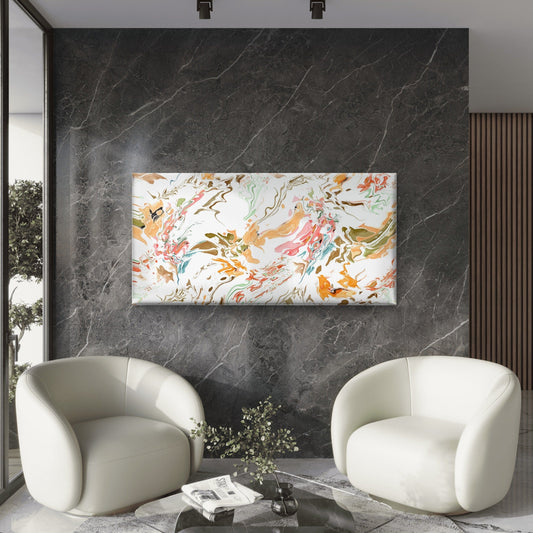 Abstract Pastel Marble Art Wall Art Canvas Office Home Room Framed 80x45cm
