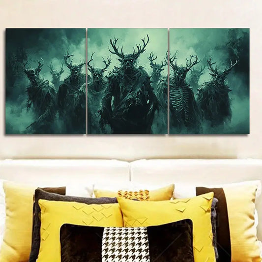 3pcs Antler Devil Metal Print Ready to Hang Art