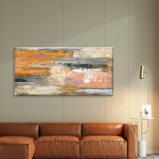 Abstract Design Warm Tones Wall Art Canvas Office Home Room Framed 80x45cm