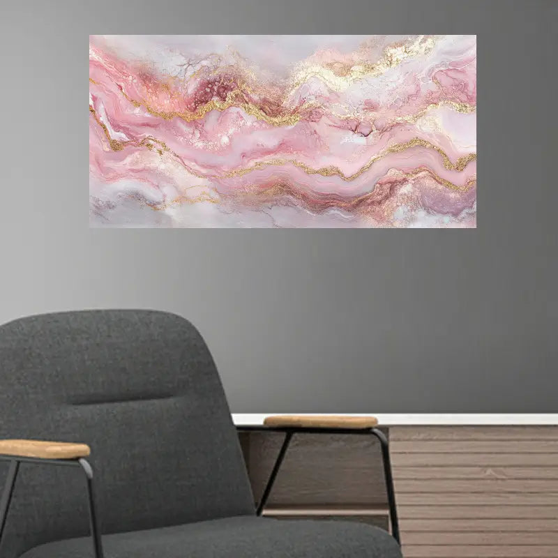 Fashion Theme Pink Abstract Marble Wall Art wall canvas office home room framed 80x45cm