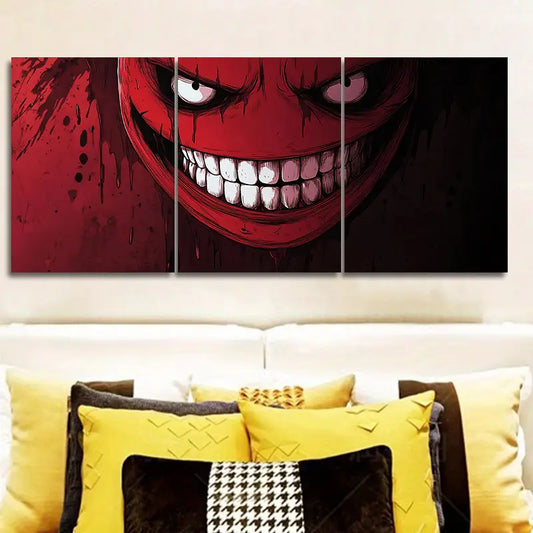 3pcs Red Monster Faced Metal Print Ready to Hang Art