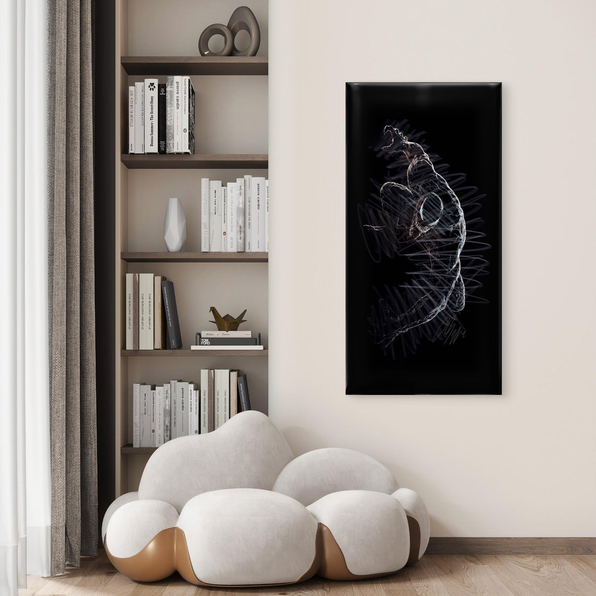 Alien Symbiote Monster Sketch Wall Art Canvas Office Home Room Framed 120x60cm
