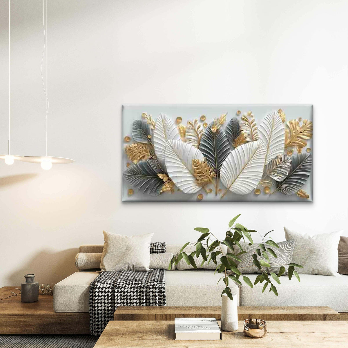 Golden And Colorful Leaves Wall Art Canvas Office Home Room Framed 120x60cm