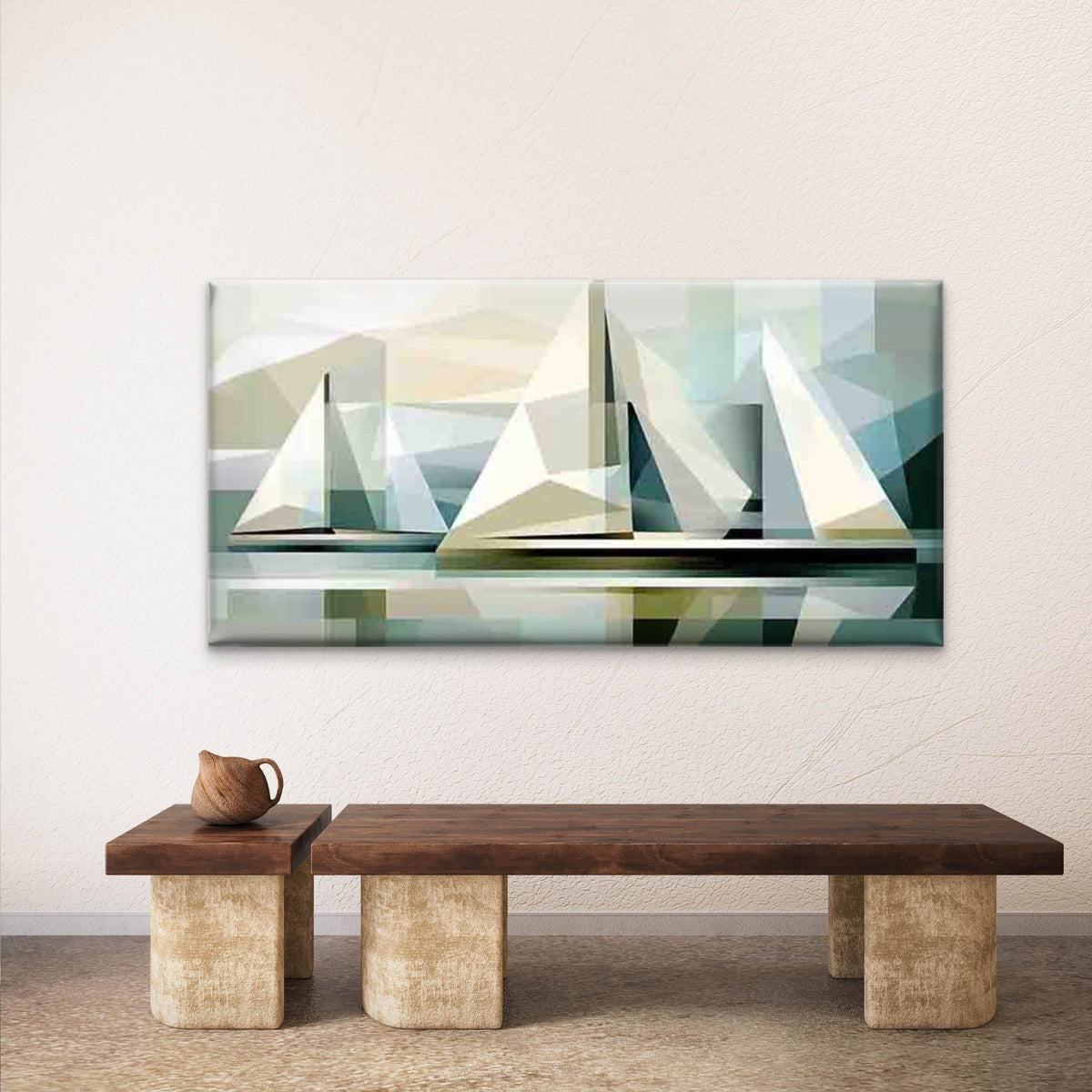 Abstract Sailboats Art Wall Art Canvas Office Home Room Framed 80x45cm