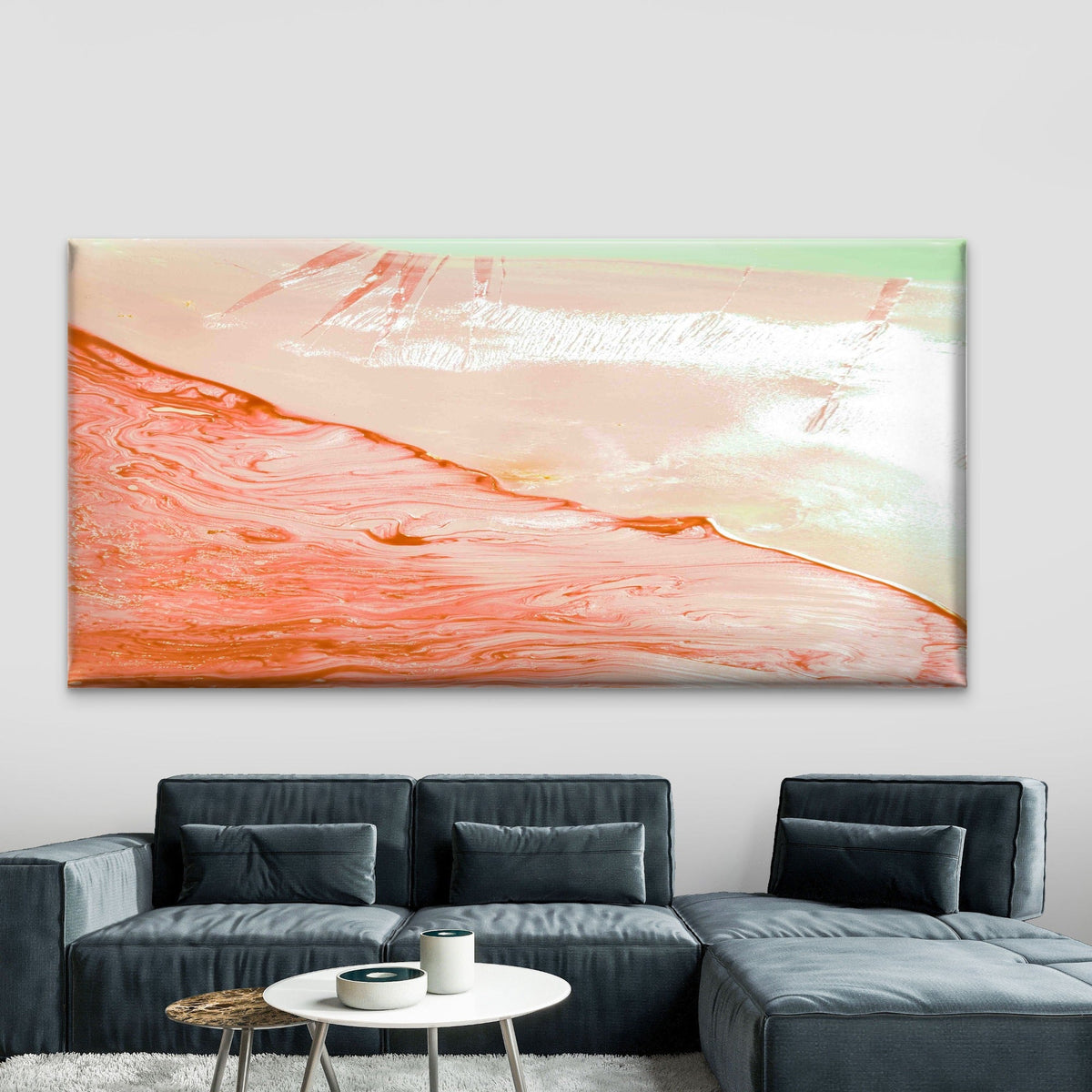 Acrylic Fluid Art Wall Art Canvas Office Home Room Framed 80x45cm
