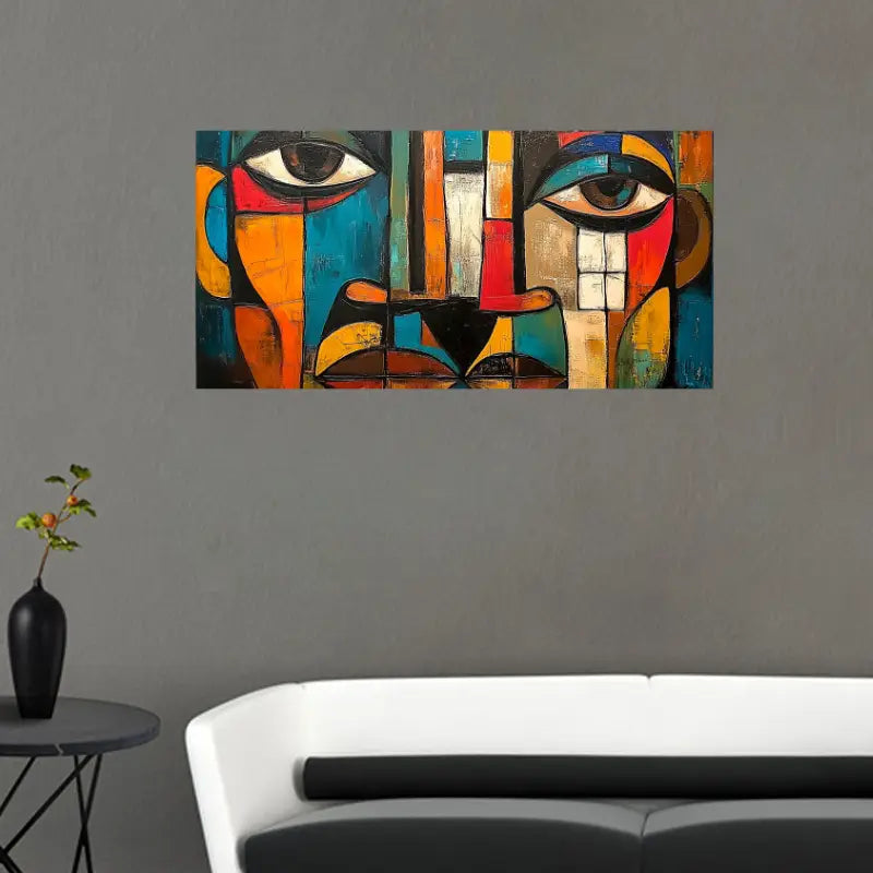 Modern Geometric Abstract Cubism Face Wall Art wall canvas office home room framed 120x60cm