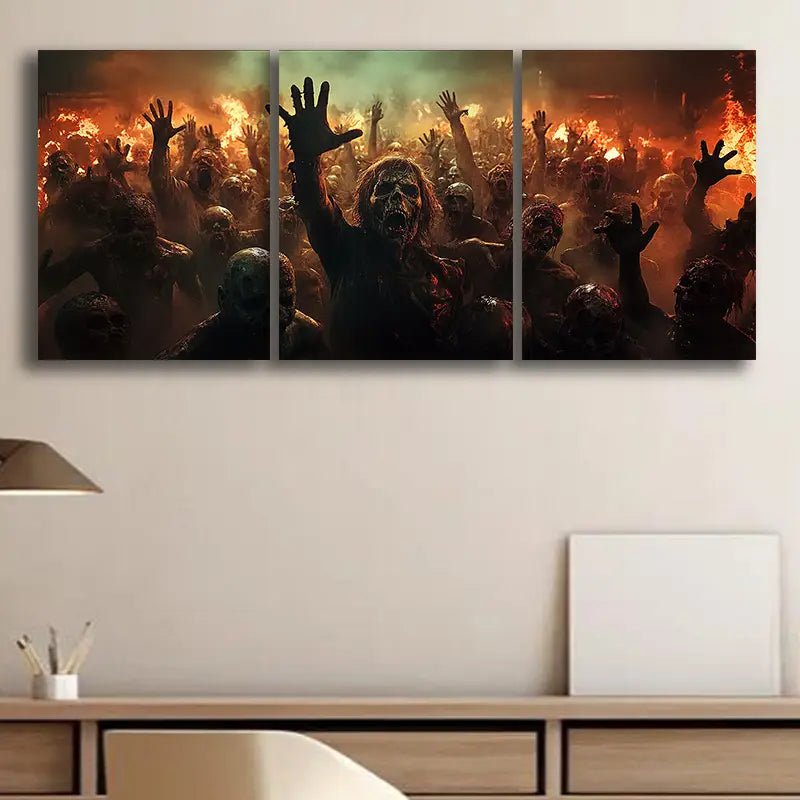 3pcs Zombie Apocalypse Metal Print Ready to Hang Art