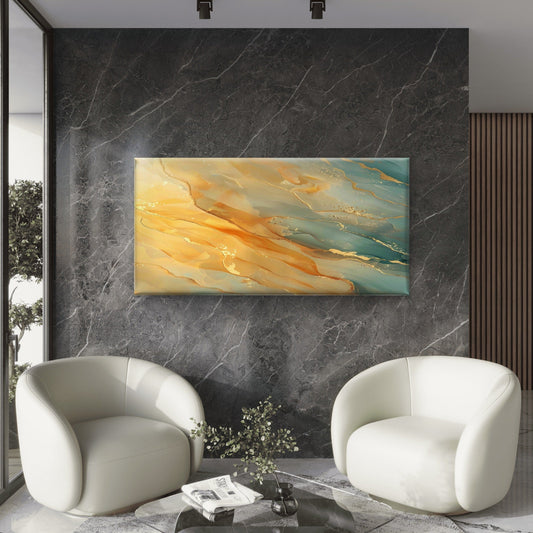 Abstract Beachside Ripple Art Wall Art Canvas Office Home Room Framed 80x45cm