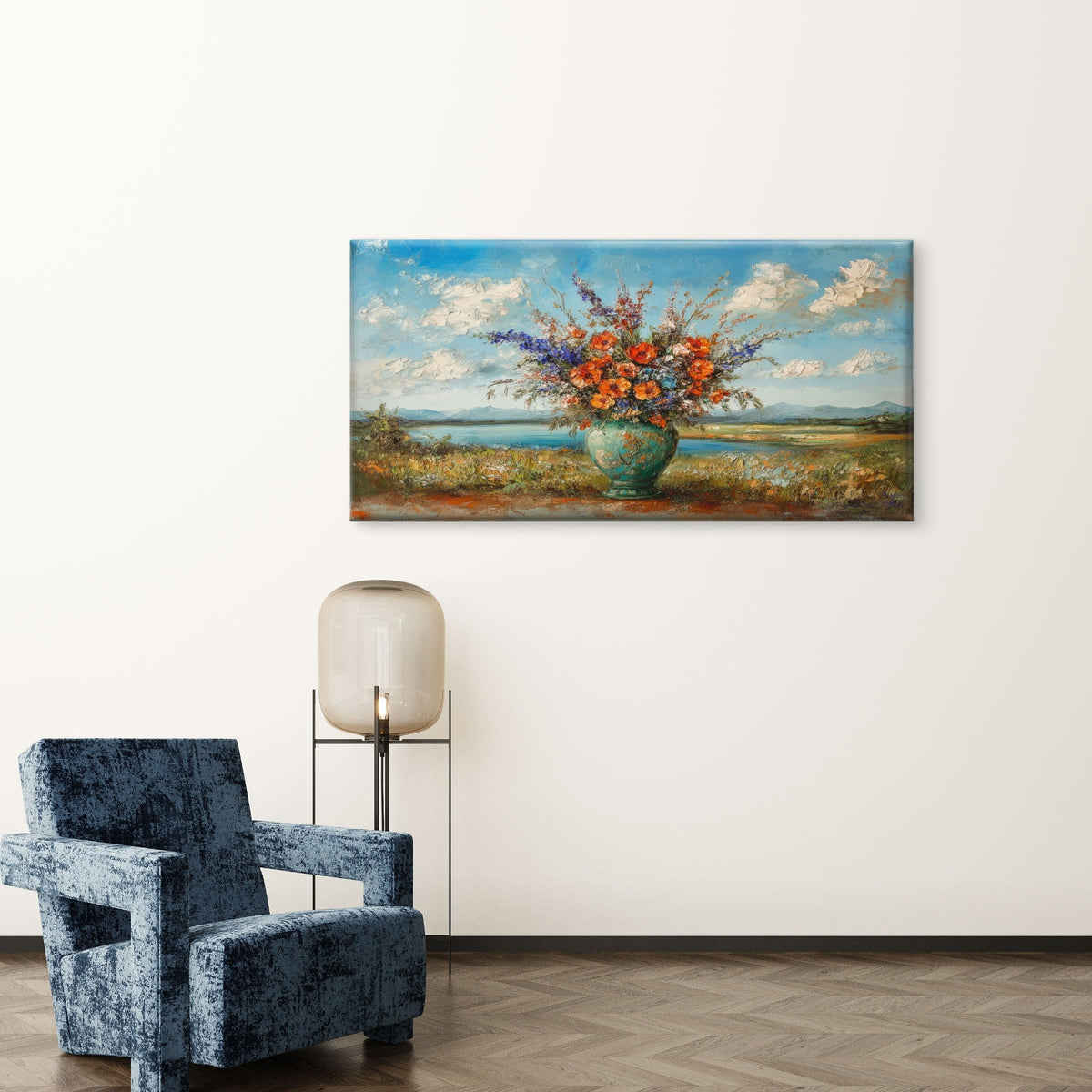 Abstract Floral Vase Painting Wall Art Canvas Office Home Room Framed 120x60cm