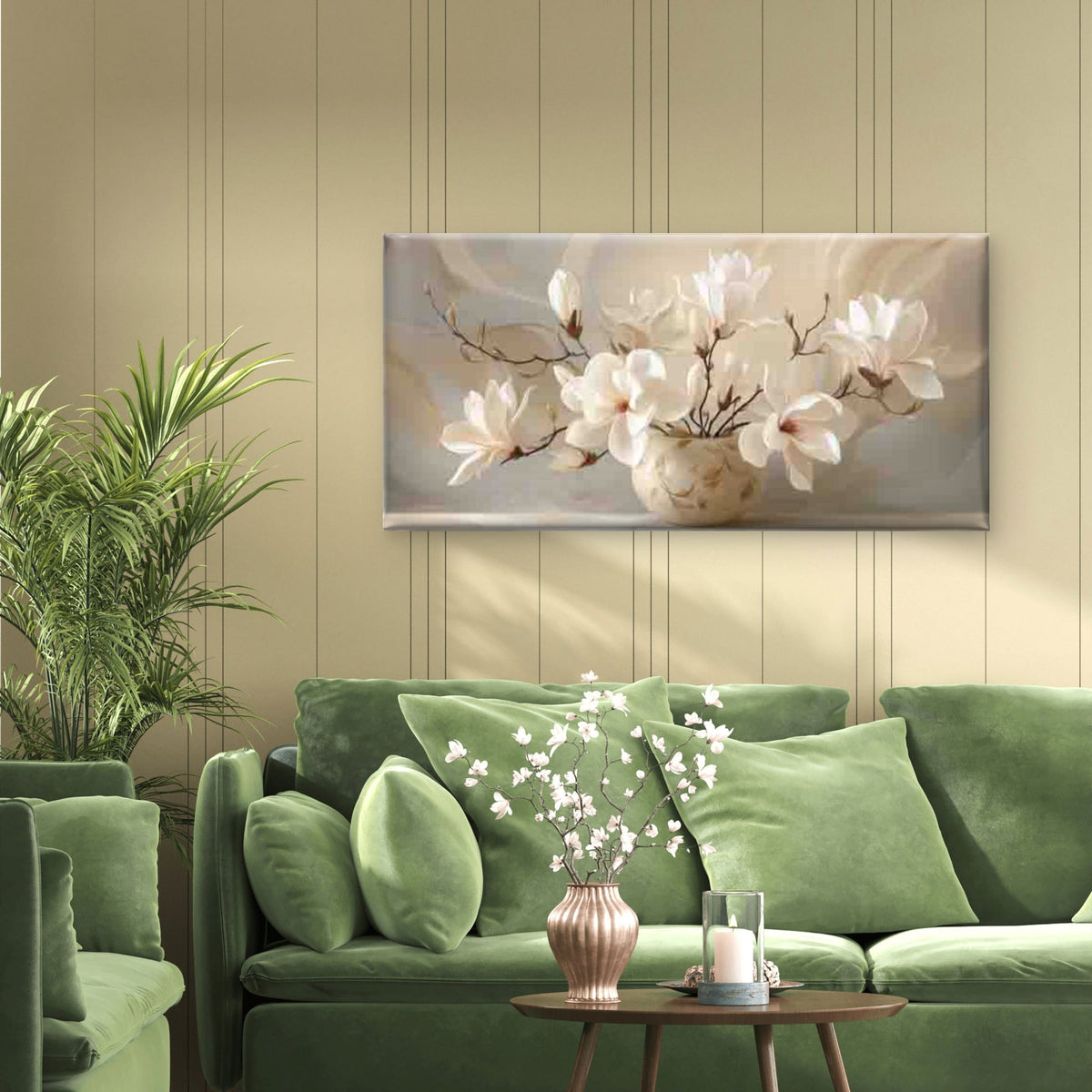 Elegant Bouquet Luxurious Vase Wall Art Canvas Office Home Room Framed 80x45cm