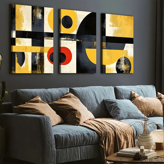 3pcs Modern Style Fashion Abstract Geometric Graphic Art Wall Art Set Canvas Framed 40x60cm - High Quality Print 100% Australian Made Wall Canvas Ready to Hang