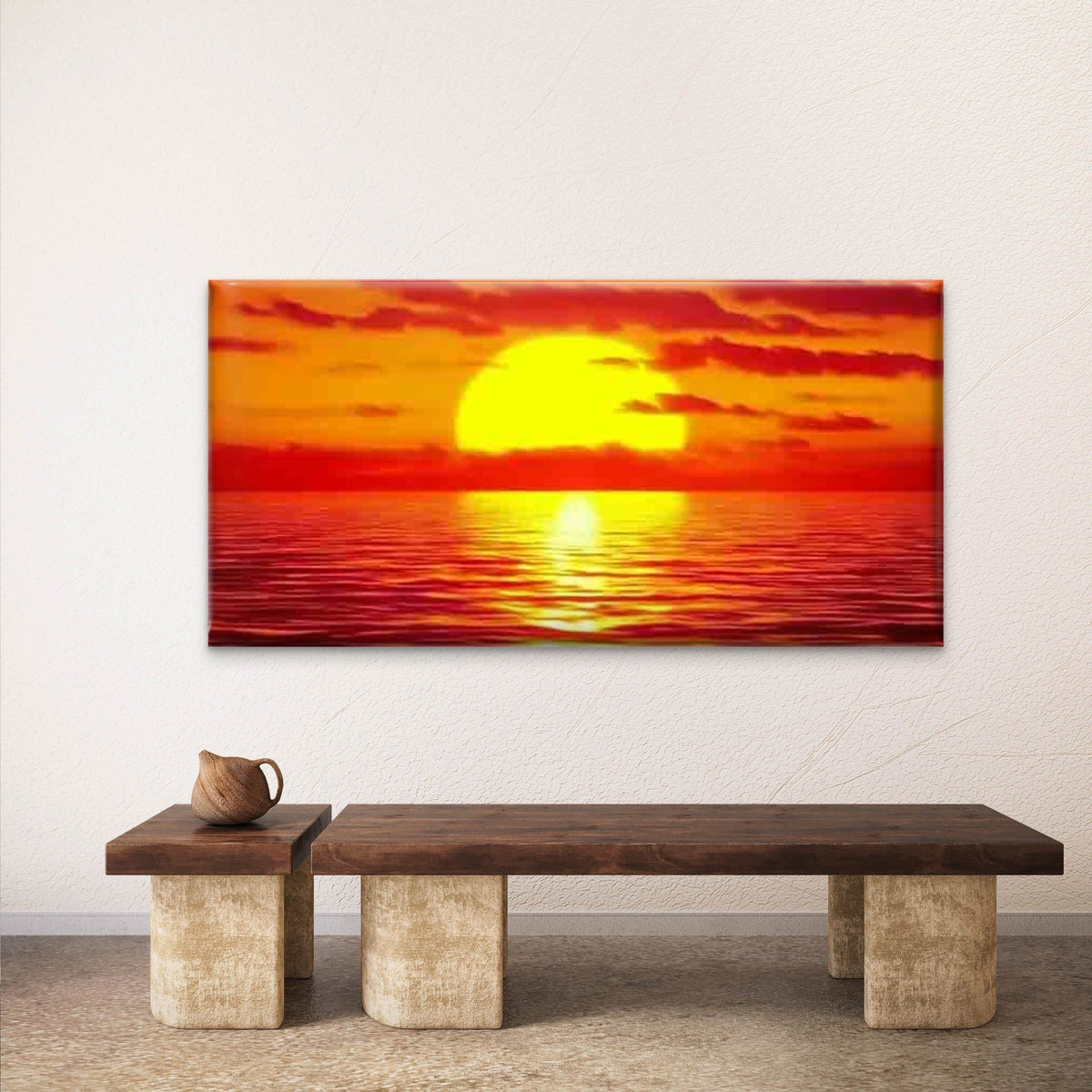Golden Sunset Glow Wall Art Canvas Office Home Room Framed 120x60cm