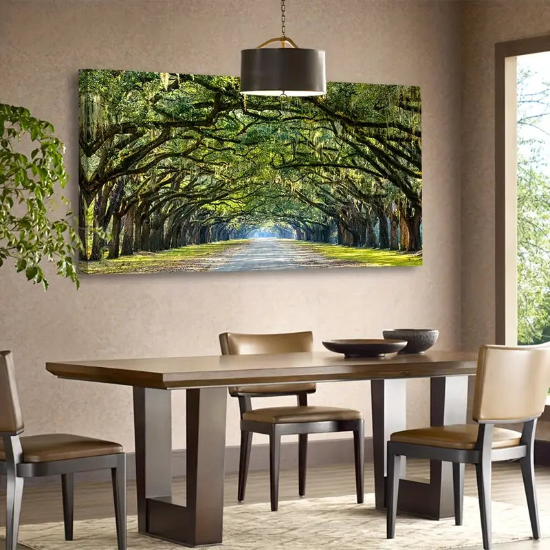 Green Oak Forest Big Trees Blue Sky Wall Art canvas office home room framed 80x45cm