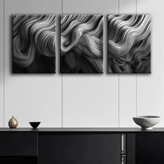 3pcs Ocean Abstract Metal Print Ready to Hang Art