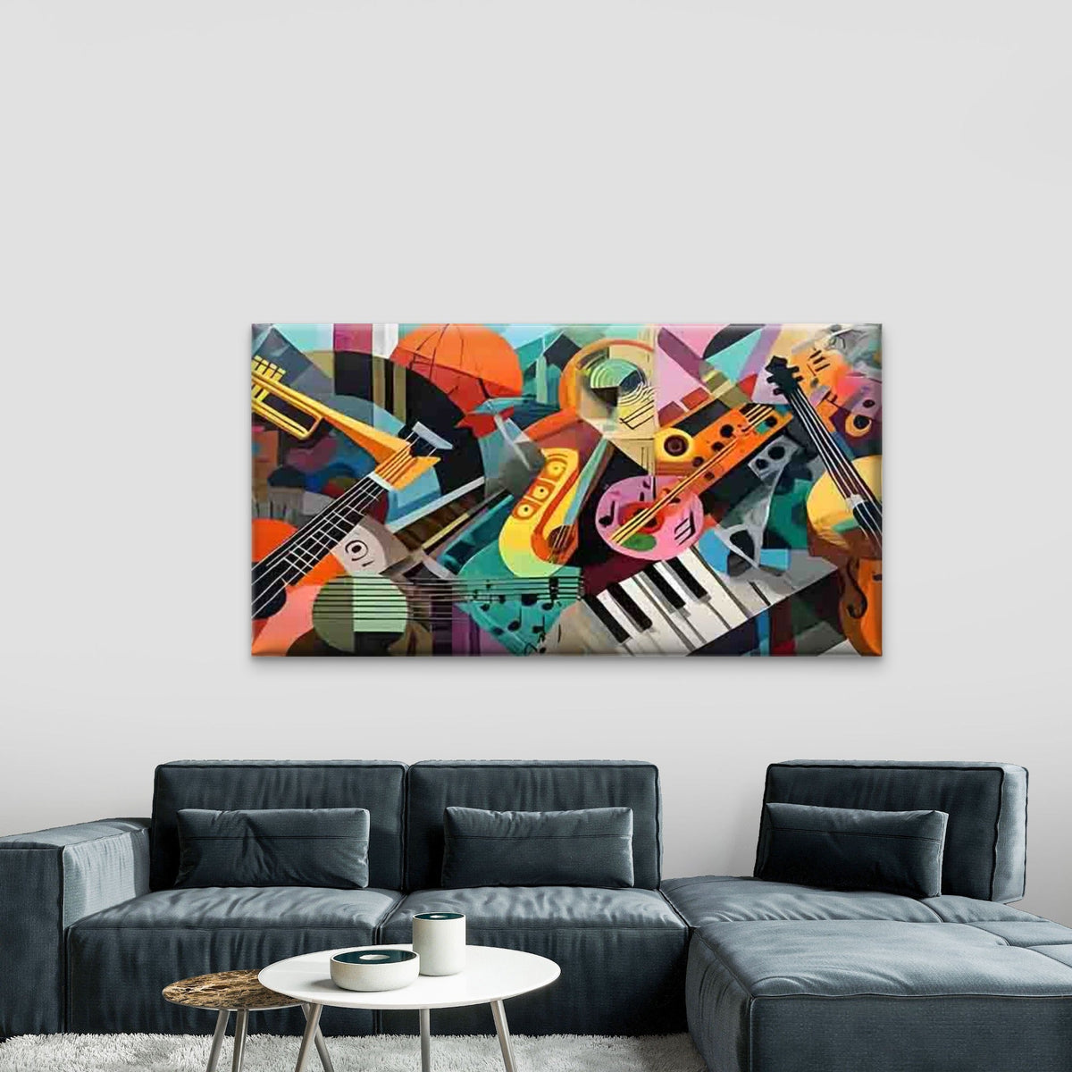 Abstract Style Instrument Wall Art Canvas Office Home Room Framed 80x45cm