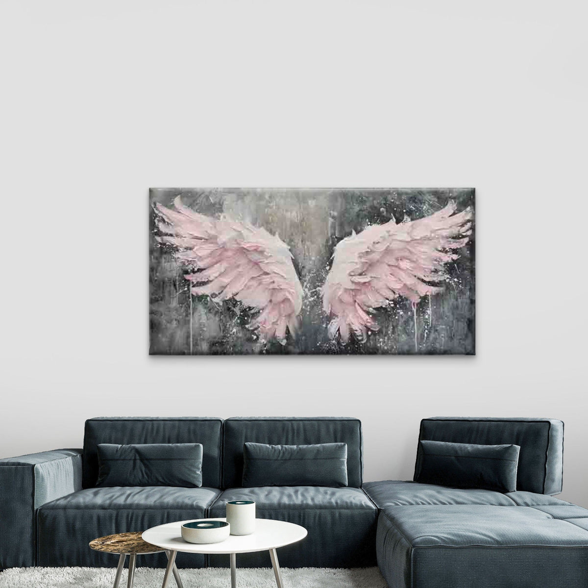 Pink Angel Wings Wall Art Canvas Office Home Room Framed 120x60cm