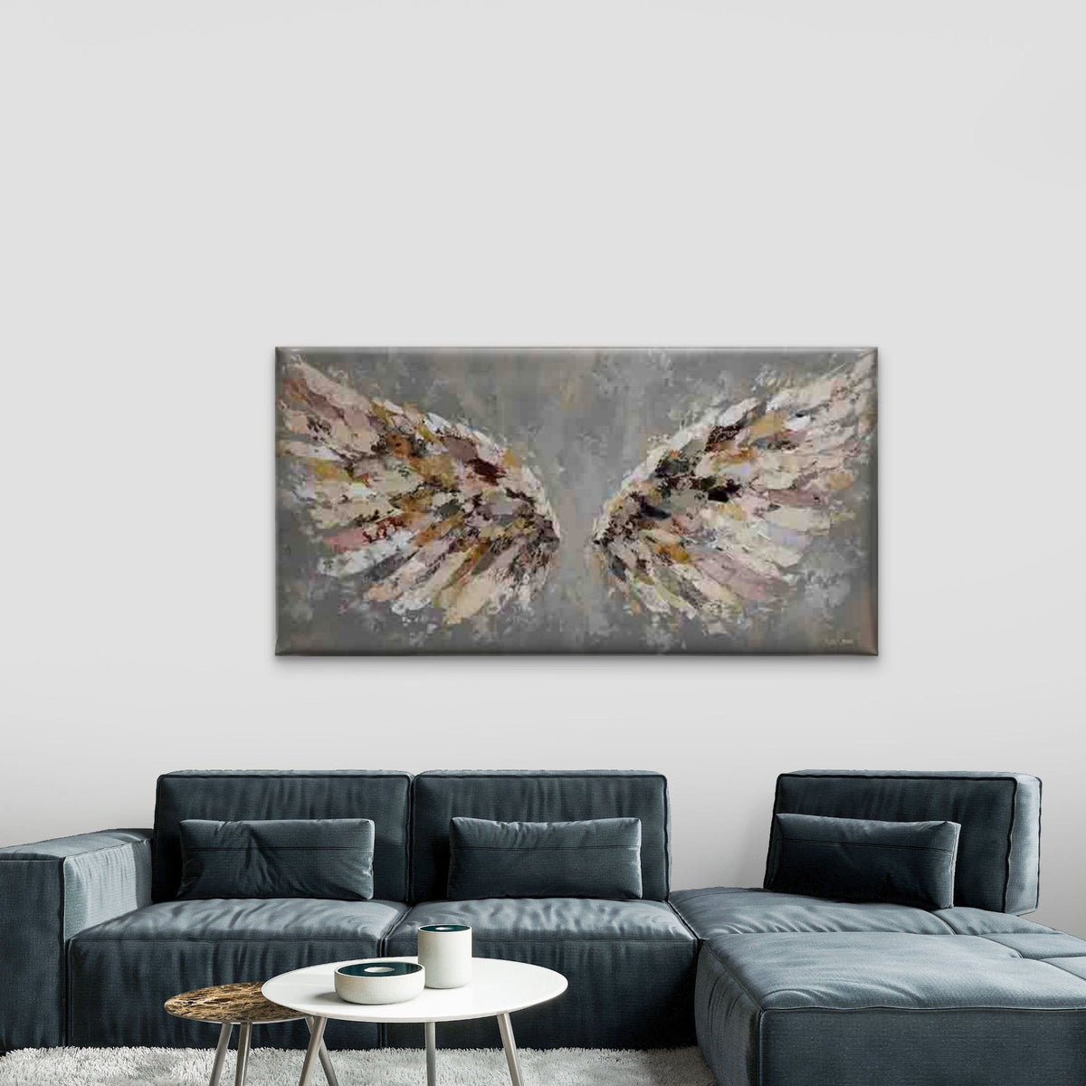 Wingspan Angel Wing Wall Art Canvas Office Home Room Framed 80x45cm