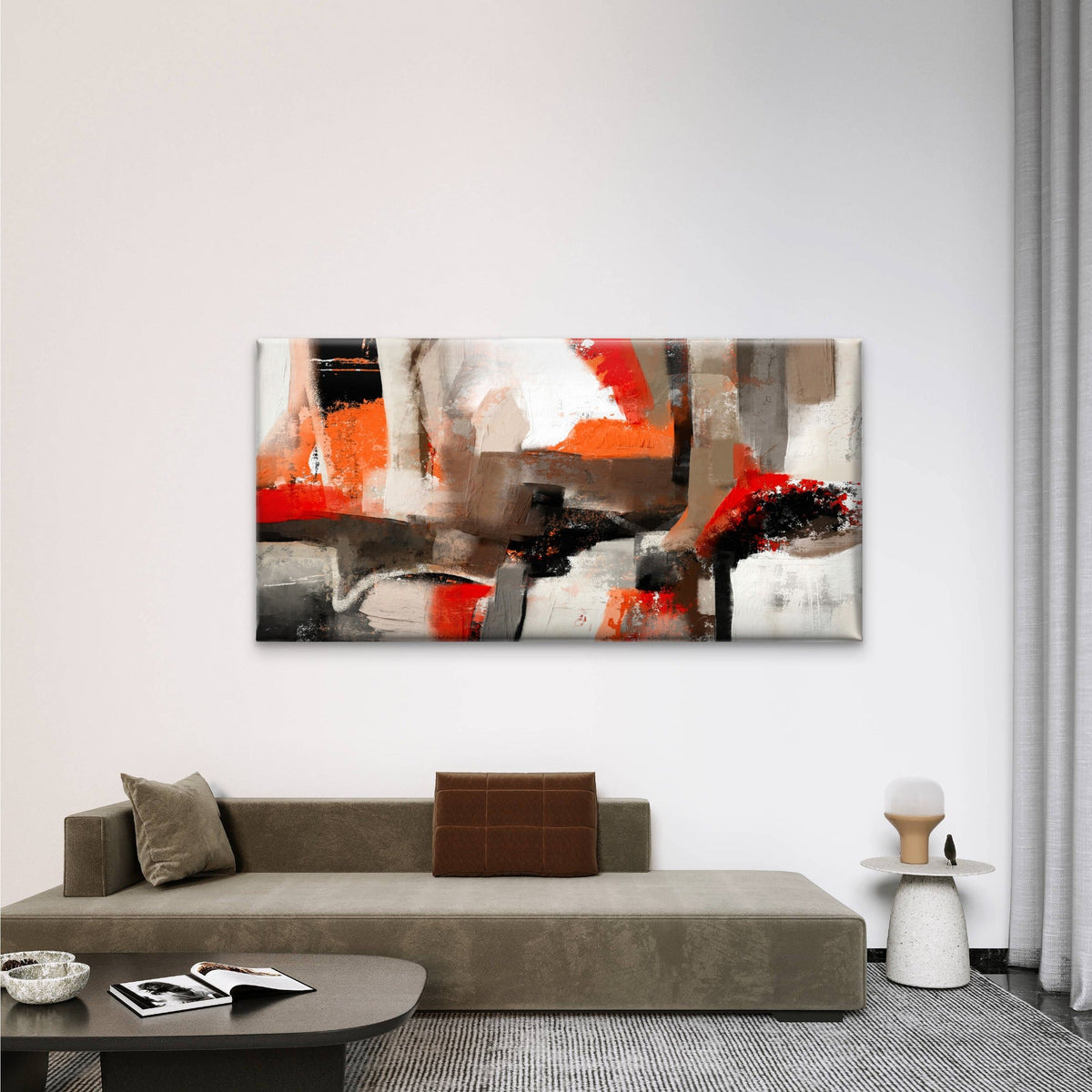 Abstract Red Orange Splash Wall Art Canvas Office Home Room Framed 80x45cm