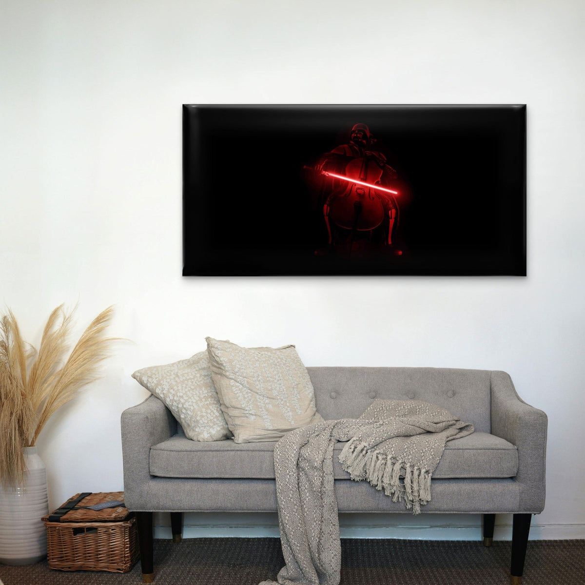 Dark Red Laser Musician Wall Art Canvas Office Home Room Framed 80x45cm
