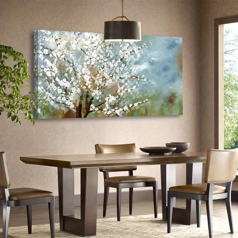 Modern Abstract Blossoming Plum Tree Wall Art canvas office home room framed 80x45cm