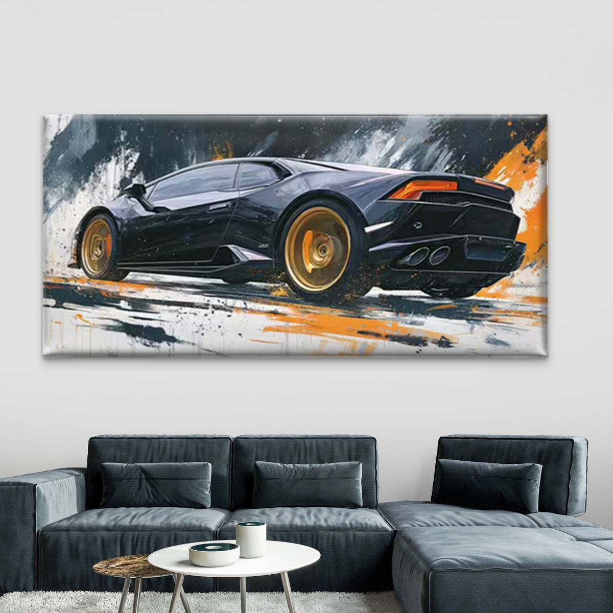 Graffiti Abstract Racing Car Wall Art Canvas Office Home Room Framed 80x45cm