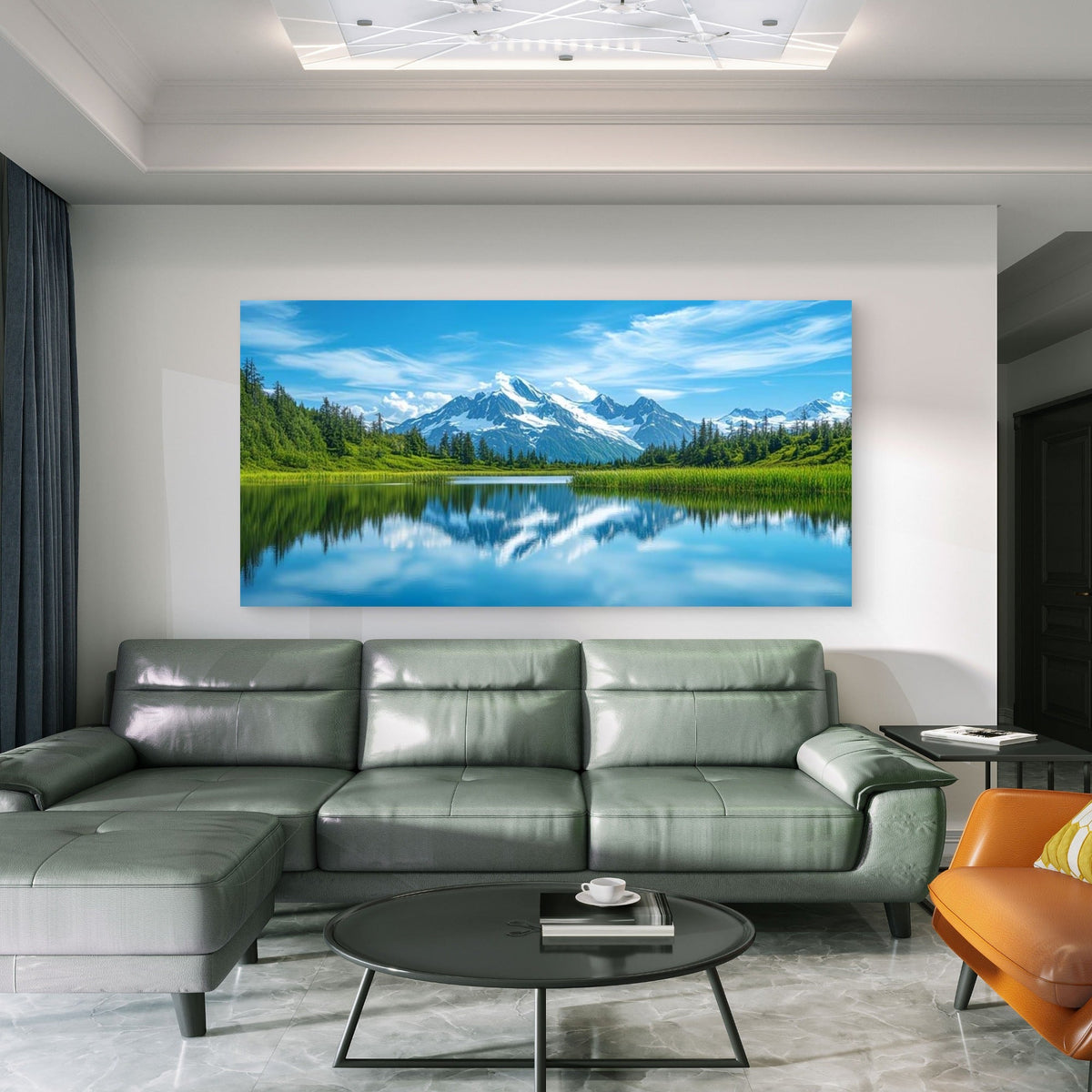 Snow Covered Mountains Wall Art Canvas Office Home Room Framed 120x60cm