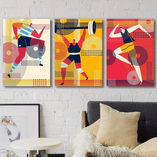 3pcs Rugby, weightlifter drawing, track and field Metal Print Ready to Hang Art