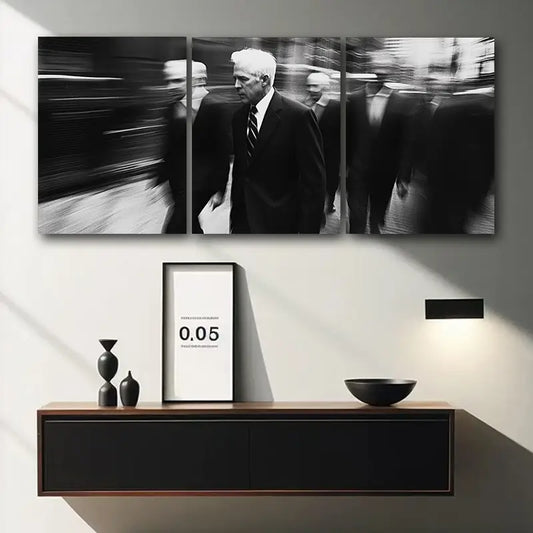 3pcs Busy Pedestrian Scene Metal Print Ready to Hang Art