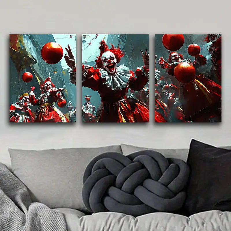3pcs The Clown at the Party Metal Print Ready to Hang Art