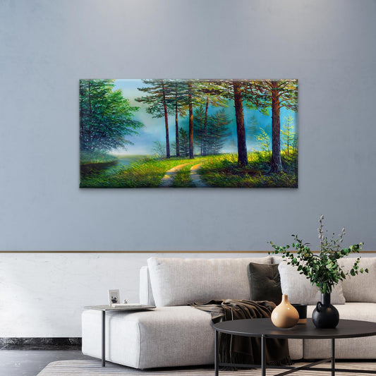 Beautiful Nature Forest Path Wall Art Canvas Office Home Framed 80x45cm