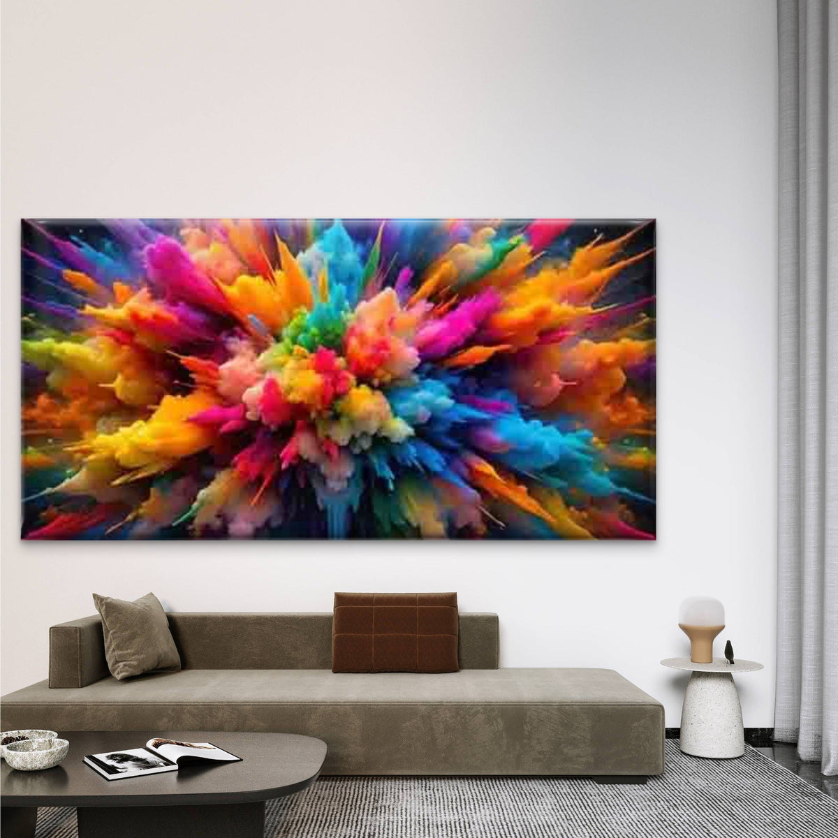 Abstract Explosion of Color Wall Art Canvas Office Home Room Framed 80x45cm