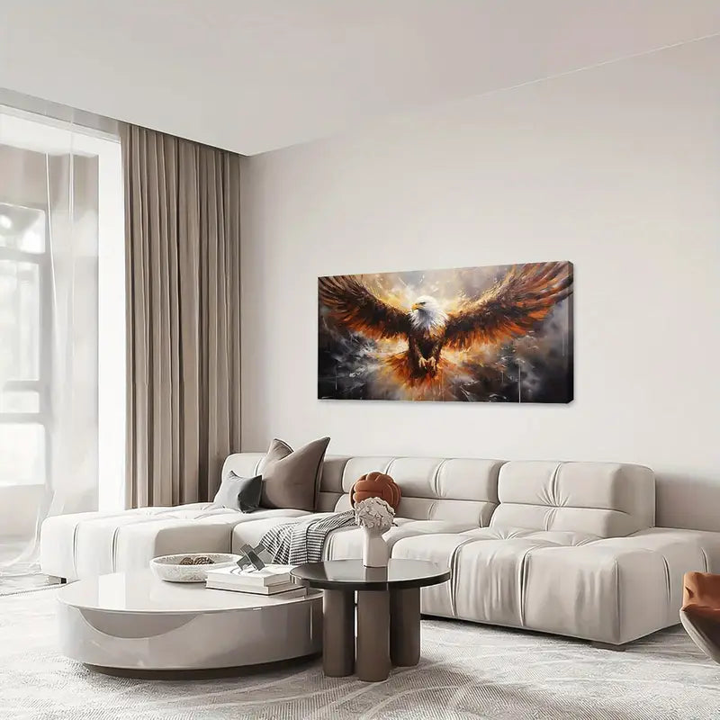 Bald Eagle Animal Flying Bird Wildlife Wall Art canvas office home room framed 120x60cm