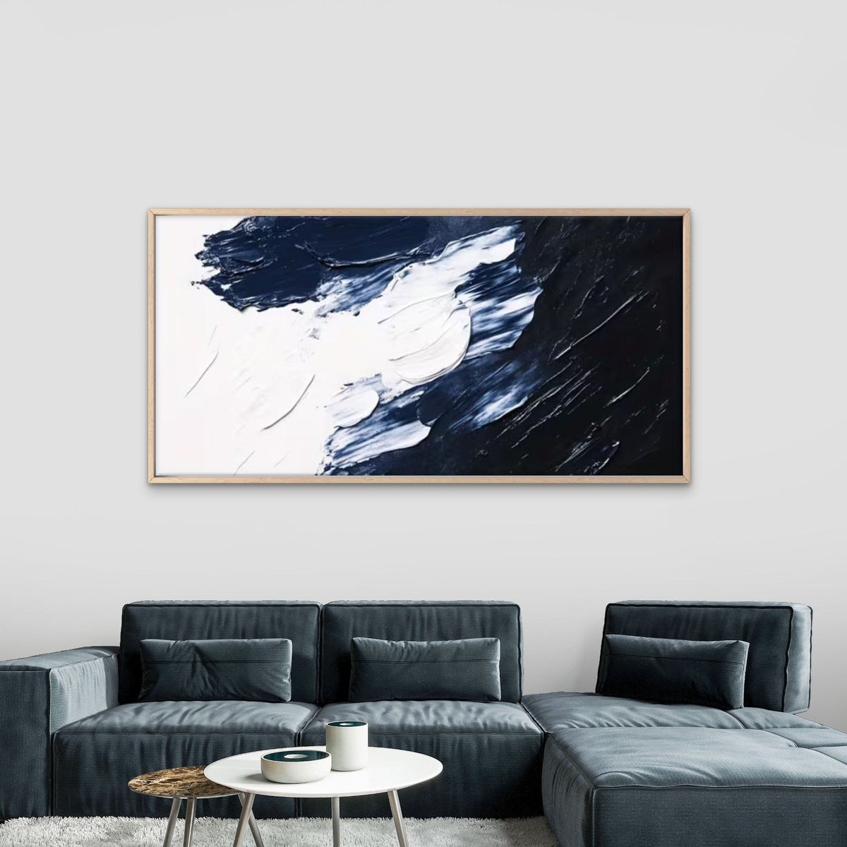 Black & White Canvas Painting Wall Art Canvas Office Home Room Framed 120x60cm